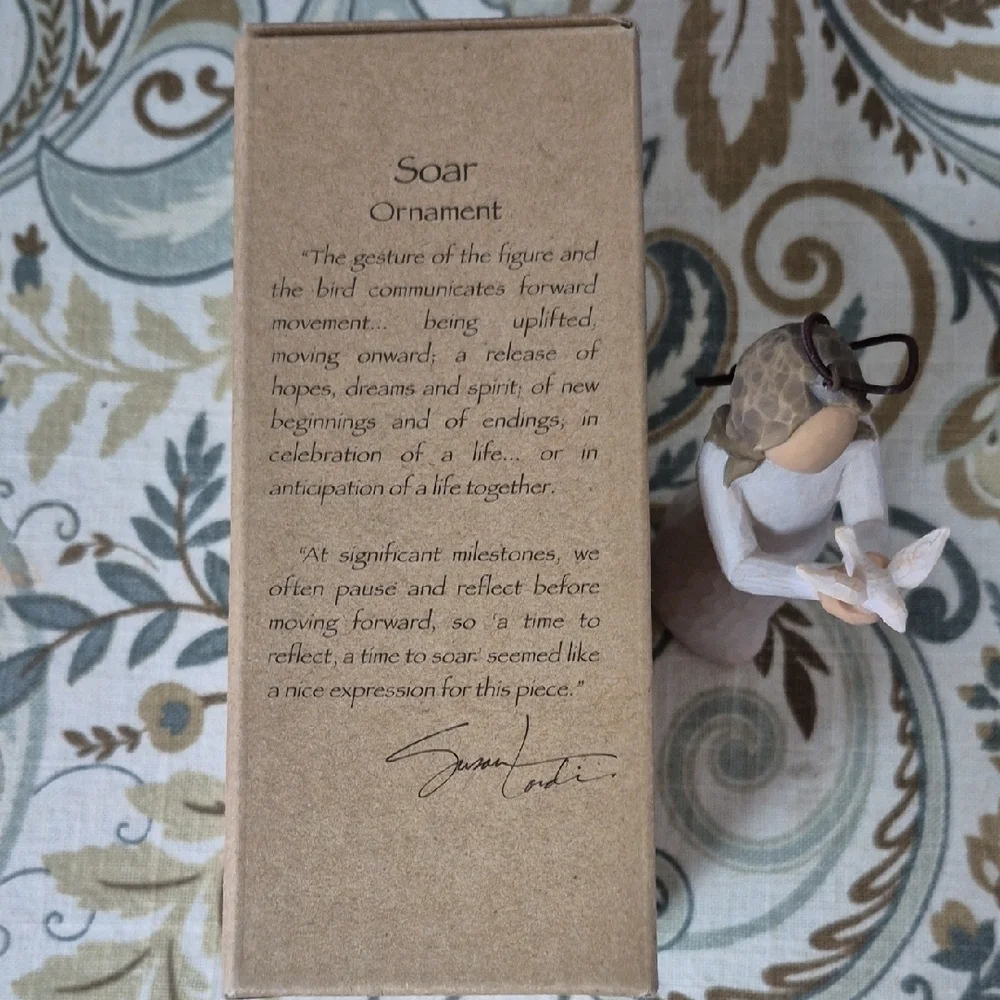Willow Tree Soar Ornament with Cream Dress and White Dove